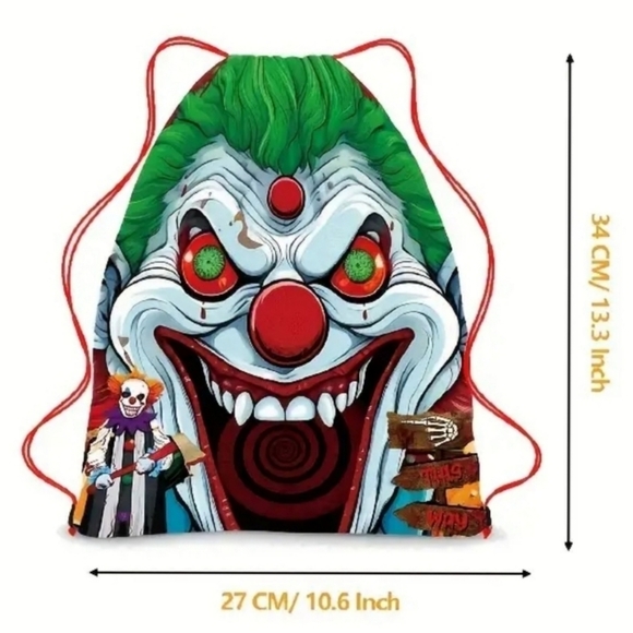 Halloween Horror ✦ Graphic Drawstring Backpacks ✦ Lightweight Rope Gym Bags - Picture 2 of 9